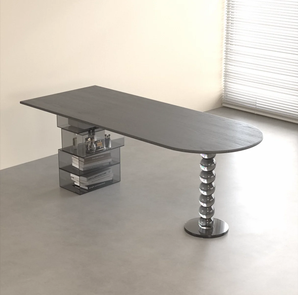 

Acrylic transparent suspended table legs storage rack multi-functional island