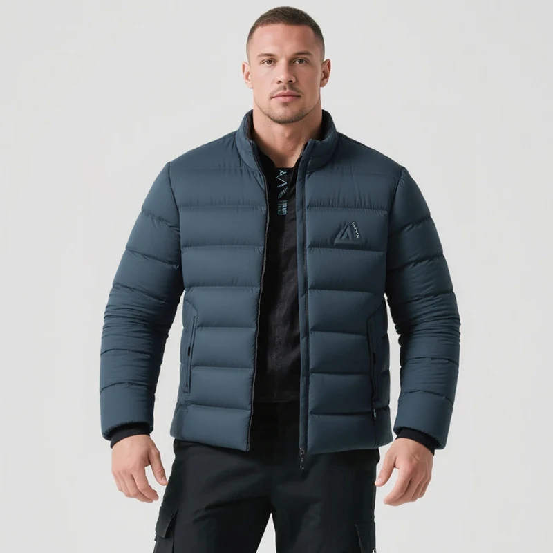 Outdoors Stand Collar Windproof Men Jacket Winter Casual Versatile Comfort Coat New Fashion Simplicity Keep Warm Solid Men Parka