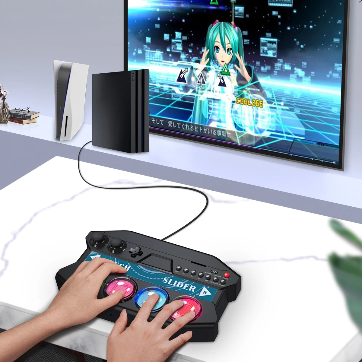 Ipega PG P4016 PS4 PS5 Game Controller With Touch Bar LED Light For Sony 4 Game Hatsune Miku/ DIVA Future Tone DX