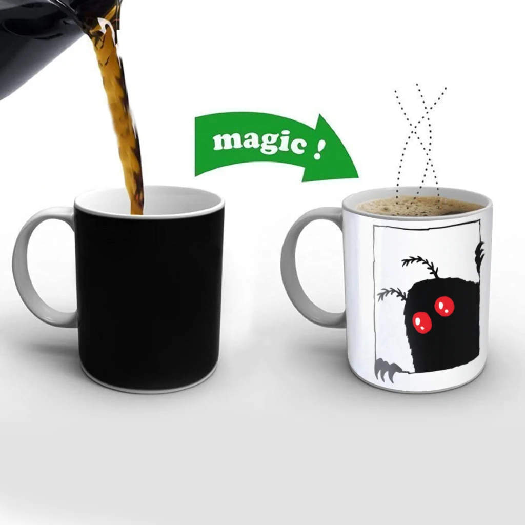 

Peeking Mothman Creativity Change Color Chang mug Ceramic mug Hot Coffee Cup Breakfast Cup Mug Friend Gift