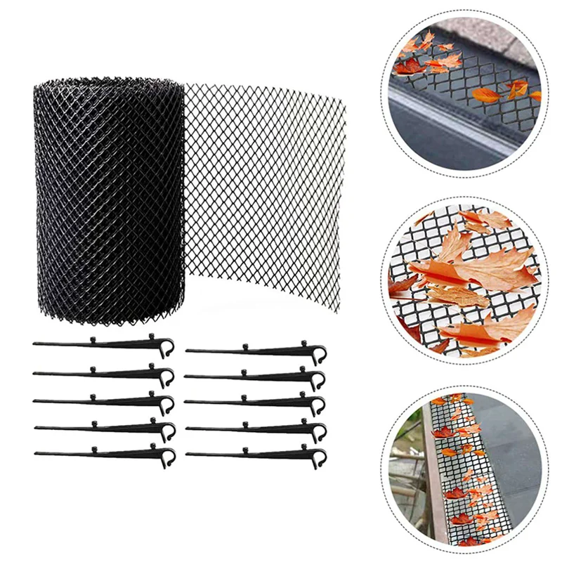 BMBY-Strainer 4 Set Gutter Guard Mesh Protector Screen Roll Anti- Falling Leaf Guard Leaf Protection Cover To Gutter Drain