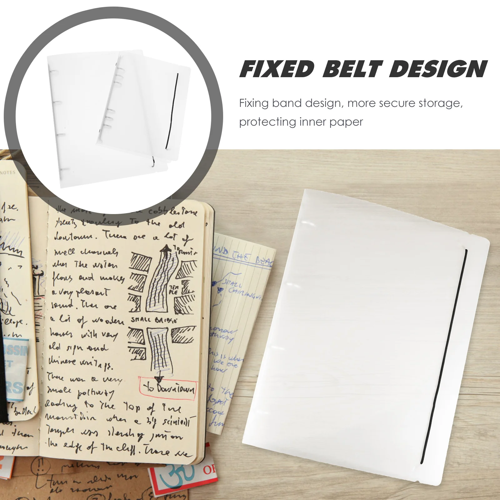 

2pcs A5 Binder Cover Plastic Transparent Document Organizer Folder Soft Pp Material Reusable Notepad Case Fixing Band