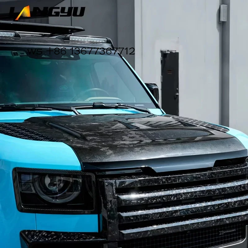 

Car Parts 90 110 130 Modified SVR Camouflage Pattern Style Dry Carbon Front Bonnet Defender Engine Hoods