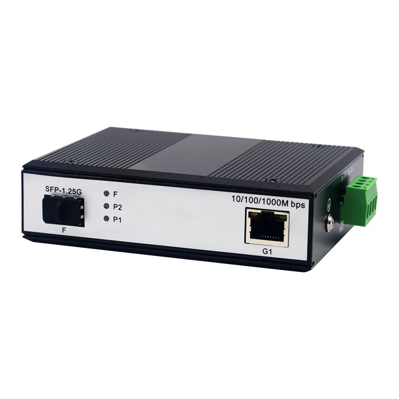 

Industrial Gigabit Media Converter 1 SFP Slot + 1 RJ45 DIN Rail 10/100/1000Mbps SFP Media Converter for Network Fiberization