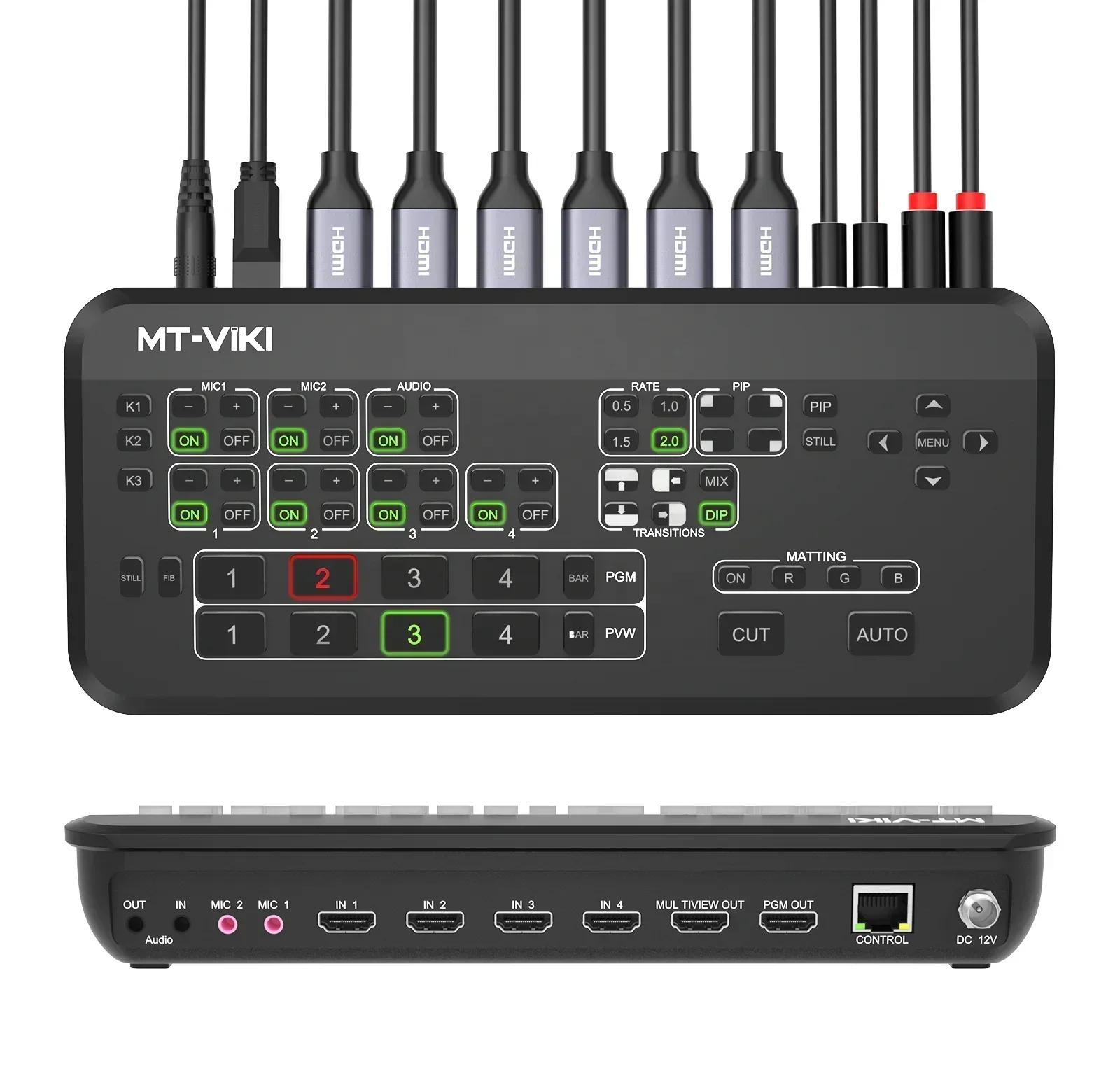 In stock  HDMI Video Mixer Switcher Live Streaming 4-Channel, MT-VIKI 4 Way HDMI Video Switcher Broadcast Live Streaming
