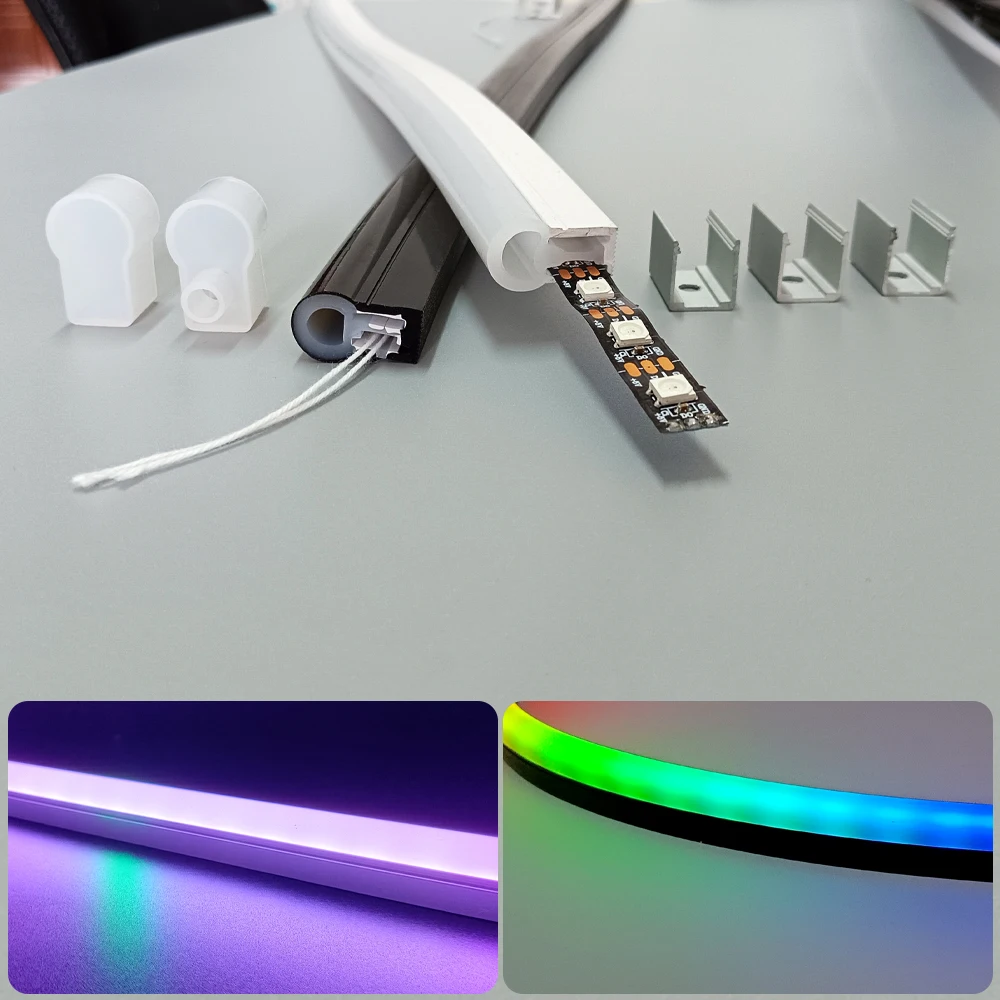 Silicone Neon Tube Silica Gel Cover Tube T1023 Black/White for 10mm LED Strip Light IP67 Waterproof Indoor Outdoor Home Decor