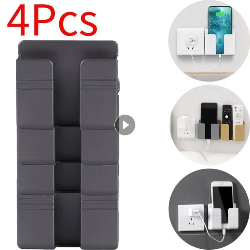 4/2/1Pcs Multifunction Punch Free Wall Mounted Storage Box Organizer TV Remote Control Mounted Mobile Phone Plug Charging Holder