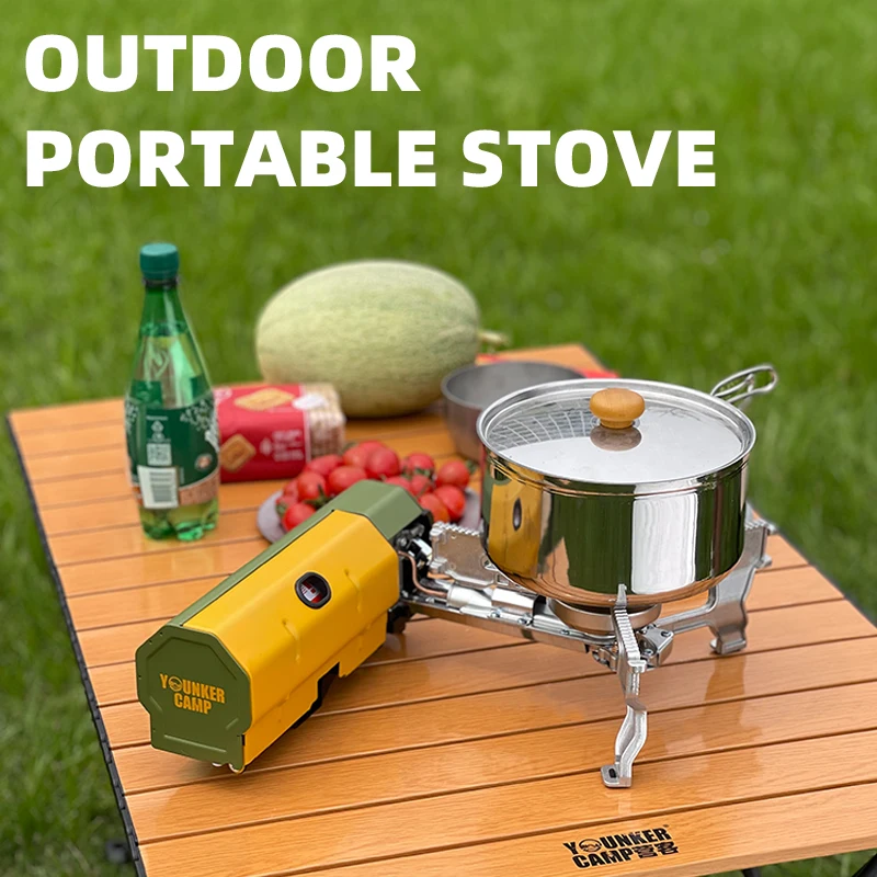 Long Type Cassette Gas Cooker Pumpkin Stove Outdoor Gas Stove Storage Type Portable Camping Tools Cassette Gas Cooker