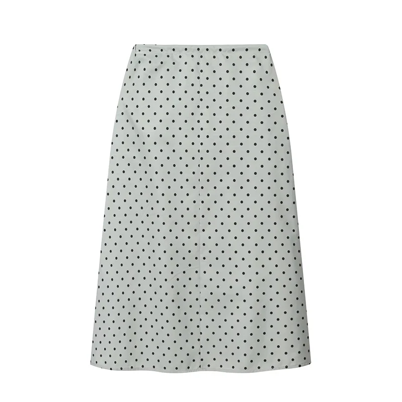 YENKYE New 2026 Women Adjustable Waist With Tie Polka Dot Midi Skirts Spring Summer A-line Casual Skirts