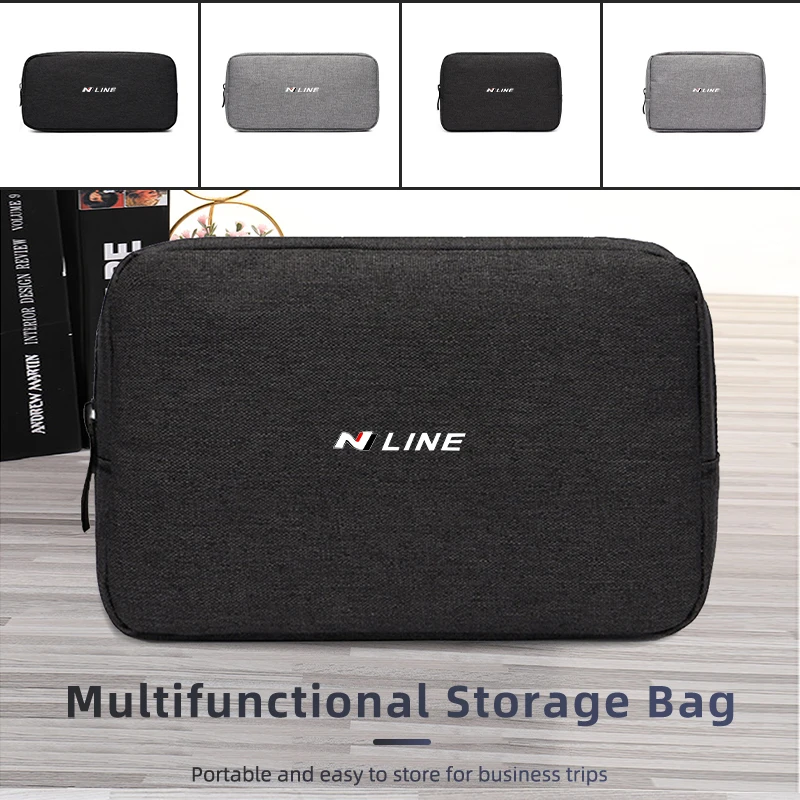 Car Logo Digital Storage Bag Waterproof Data Cable Travel Handbag For Hyundai Nline I30 I20 IX35 Tucson Accent Elantra Getz Gene