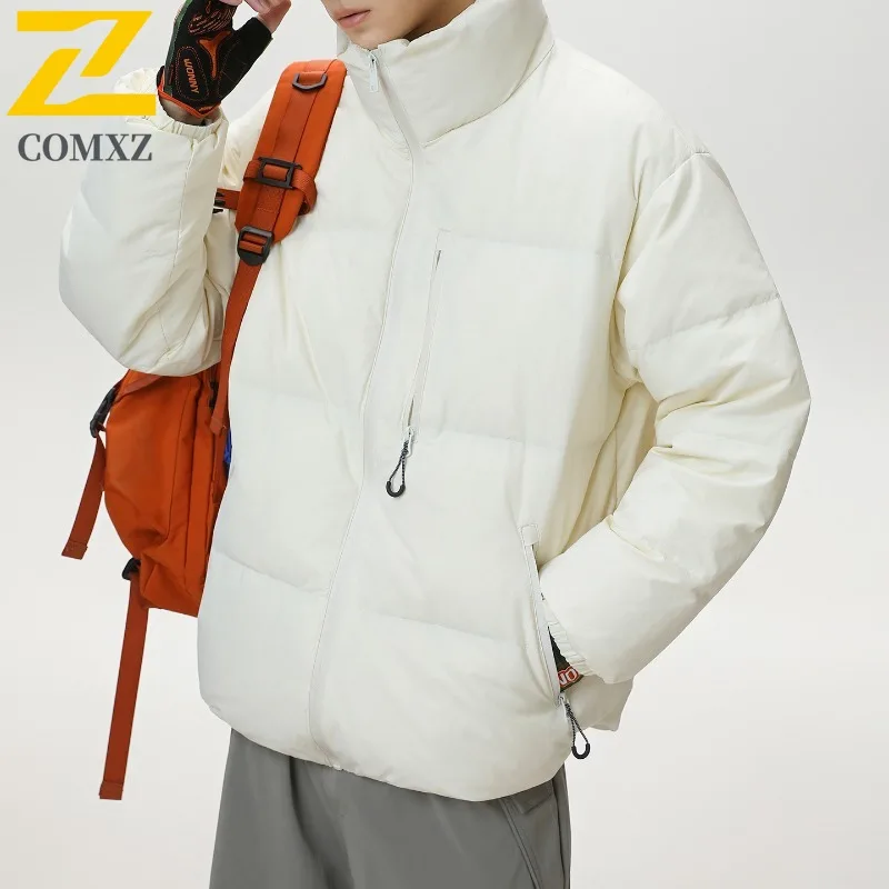 COMXZ رجل أسفل سترة مقنعين في الهواء الطلق العمل يندبروف سترة 2025 موضة السفر سميكة شتاء دافئ جديد مبطن السترات #4