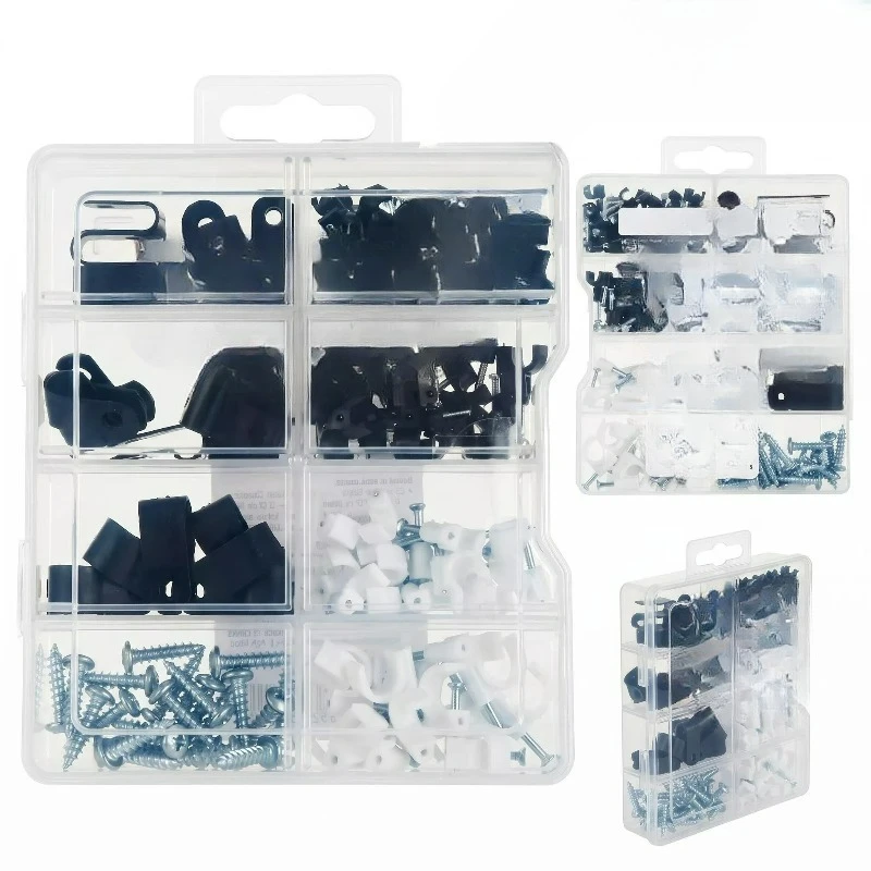140-Piece Cable Clips and Clamp Set for Wire and Cable Organization, Assorted Sizes