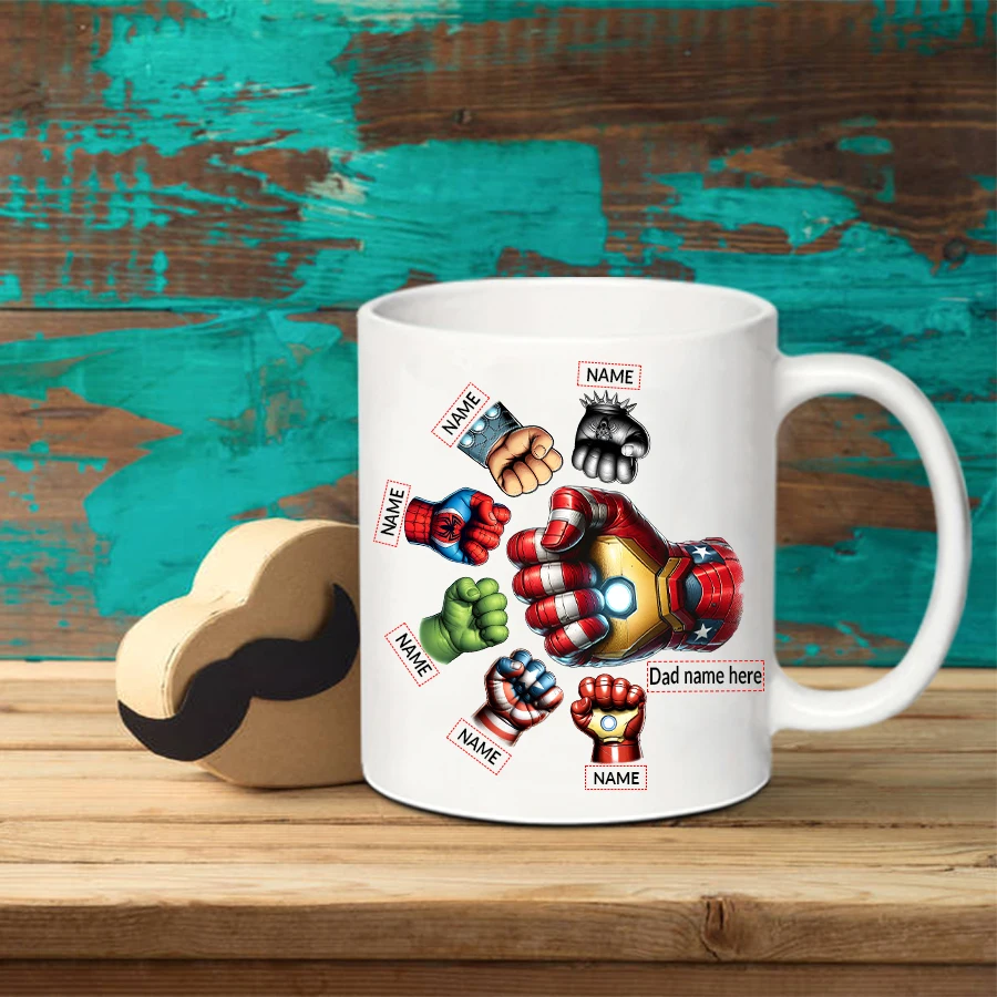 1Pc 3D Print Marvel Hero Arm Ceramic Mugs 11oz Customized Name Winter Breakfast Milk Cup Parent-child Water Cup Party Gifts