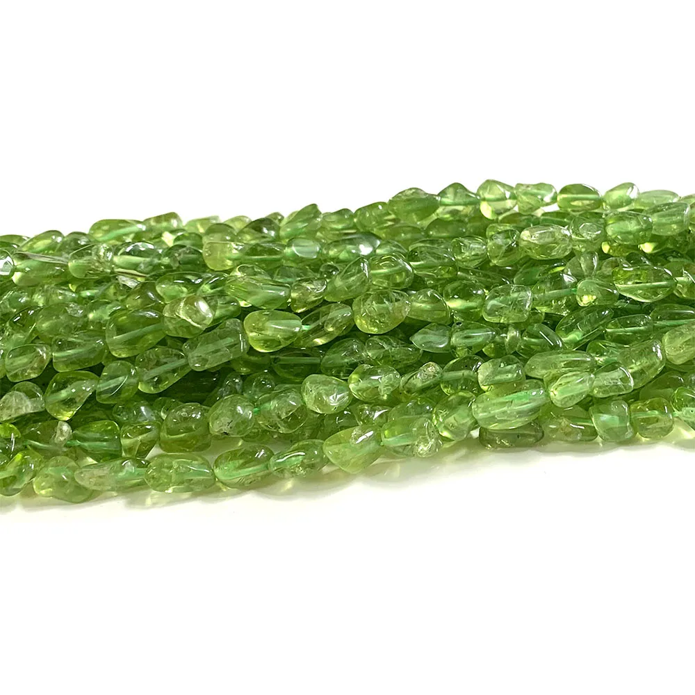 Veemake Natural Green Peridot Grand Nugget Free Form Fillet Irregular Pebble Loose Beads 08330