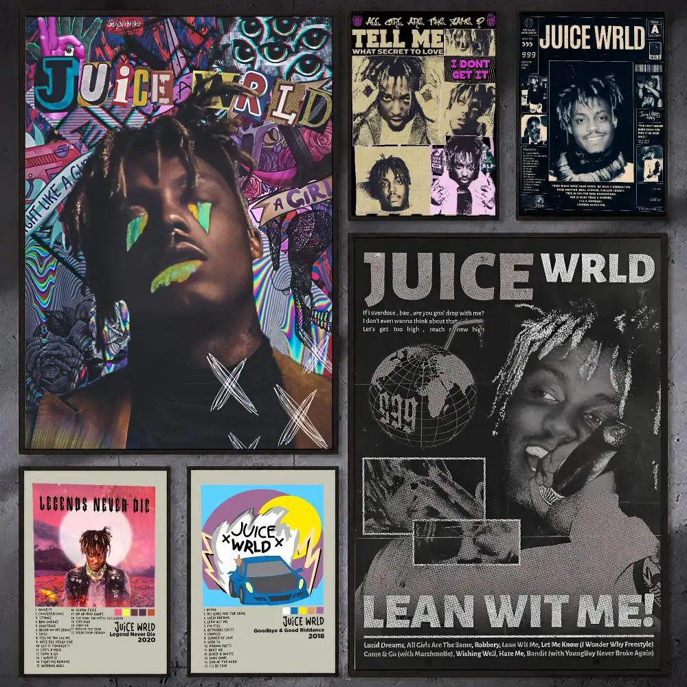 J-juice WRLD Singer Album Poster Waterproof Sticky Wall Art Print For Bedroom Living Room Hallway Bar Home Decor