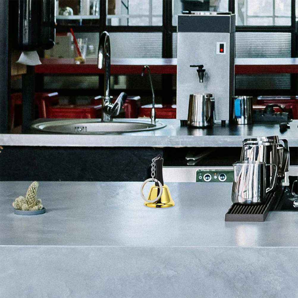 2 قطعة تعليم الأطفال يده جرس معدني تصميم مدمج الفصول الدراسية مدرسة مطعم عشاء خدمة رنين سلسلة مفاتيح محمولة