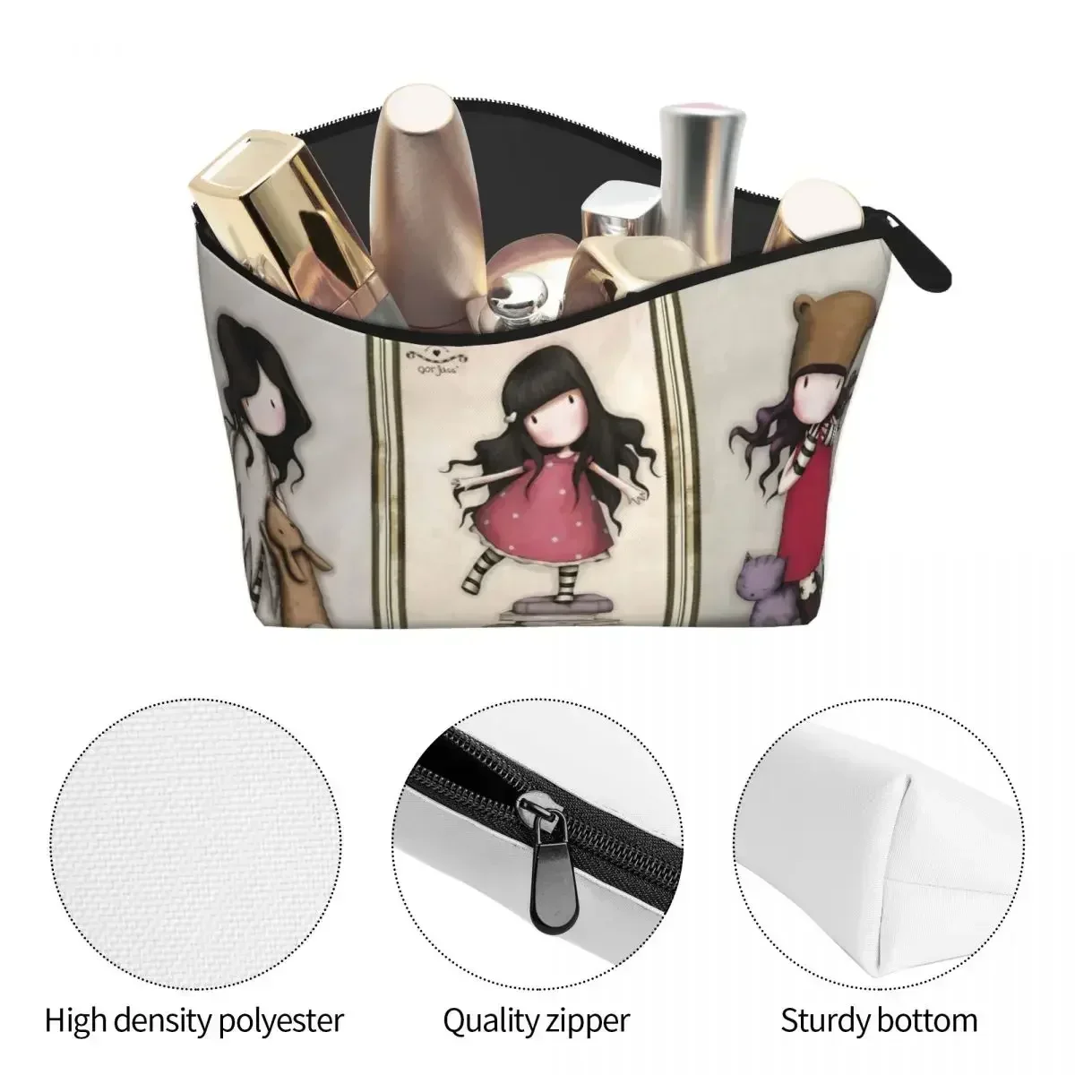 Custom Santoro Gorjuss Doll Toiletry Bag for Women Anime Girl Cosmetic Makeup Organizer Ladies Beauty Storage Dopp Kit Case