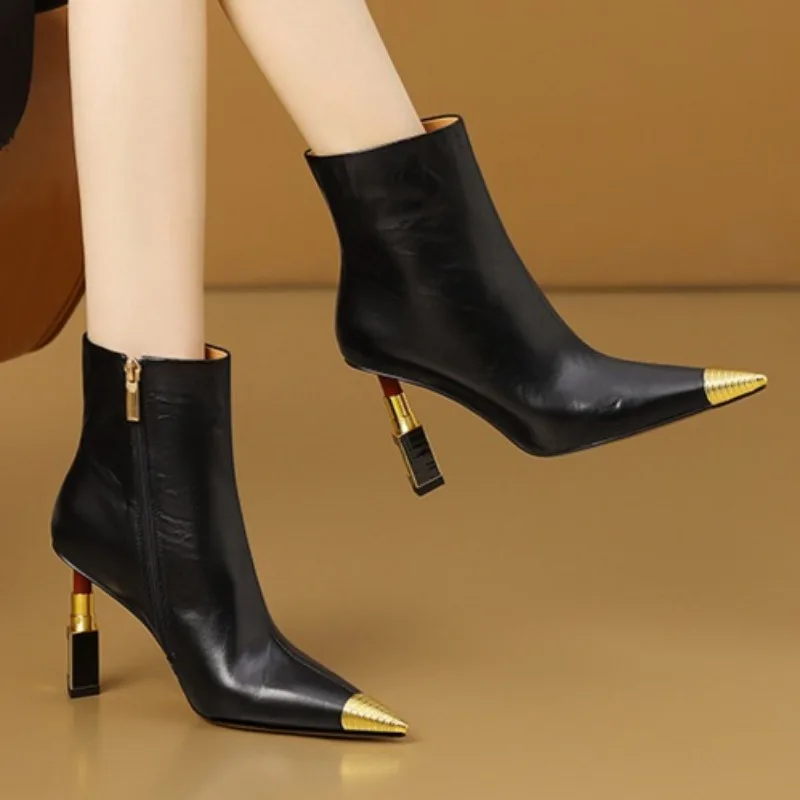 المألوف سستة مصمم المرأة الشتاء بولي PU مقاوم للماء التسوق حفلة حذاء من الجلد 2025 ريترو بلون في الهواء الطلق تشيلسي الأحذية