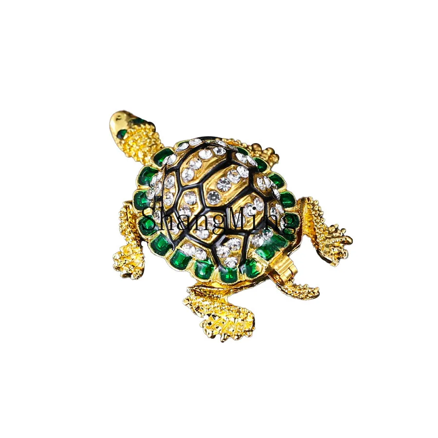 

PYH diamond-encrusted turtle jewelry box enamel color craft storage box clamshell anti-dust household ornaments