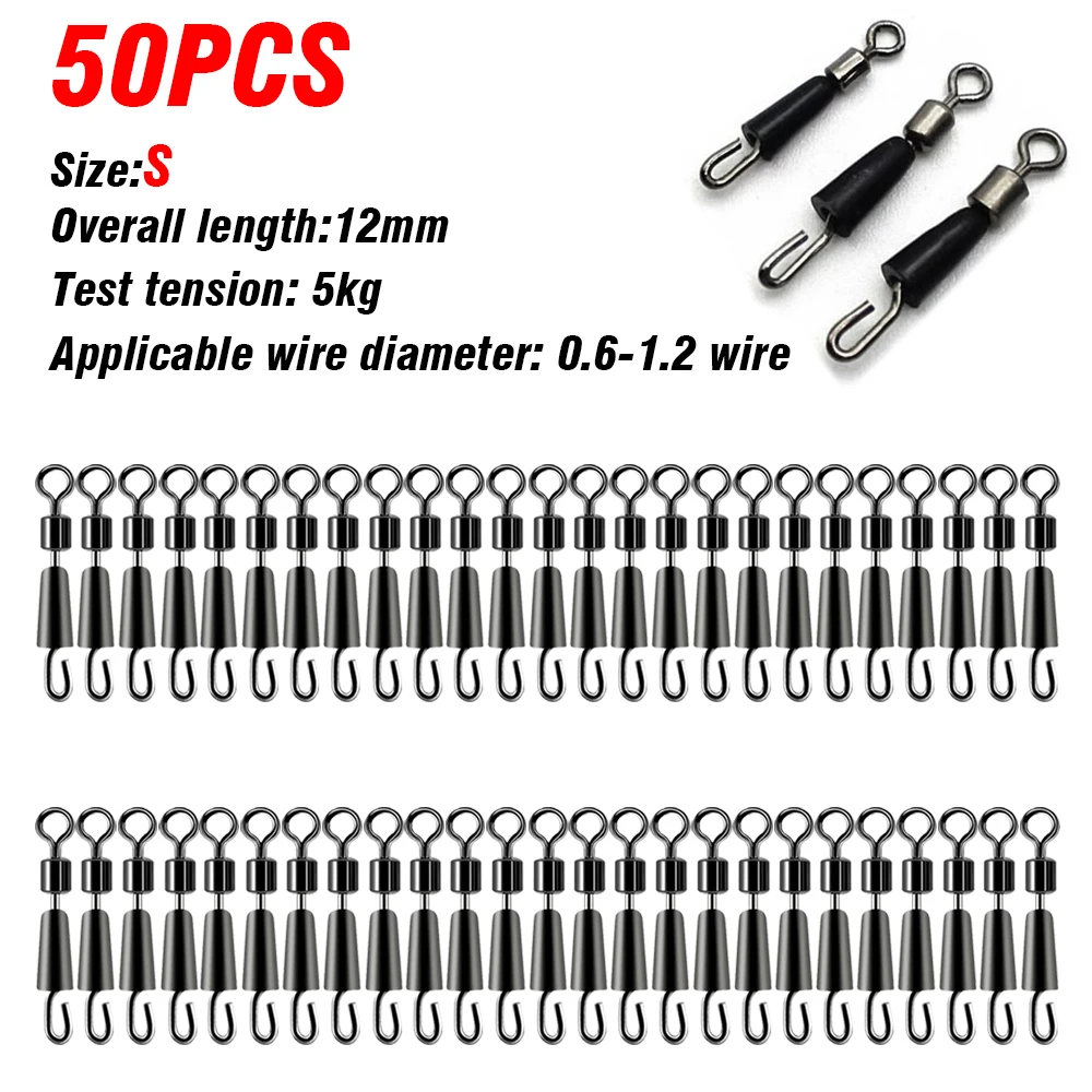 30/50Pcs Angeln Lager Wirbel Kugellager Wirbel Solide Ringe Stecker Schnell Schnelle Link Locken Linie Spin Snap Tackle stecker