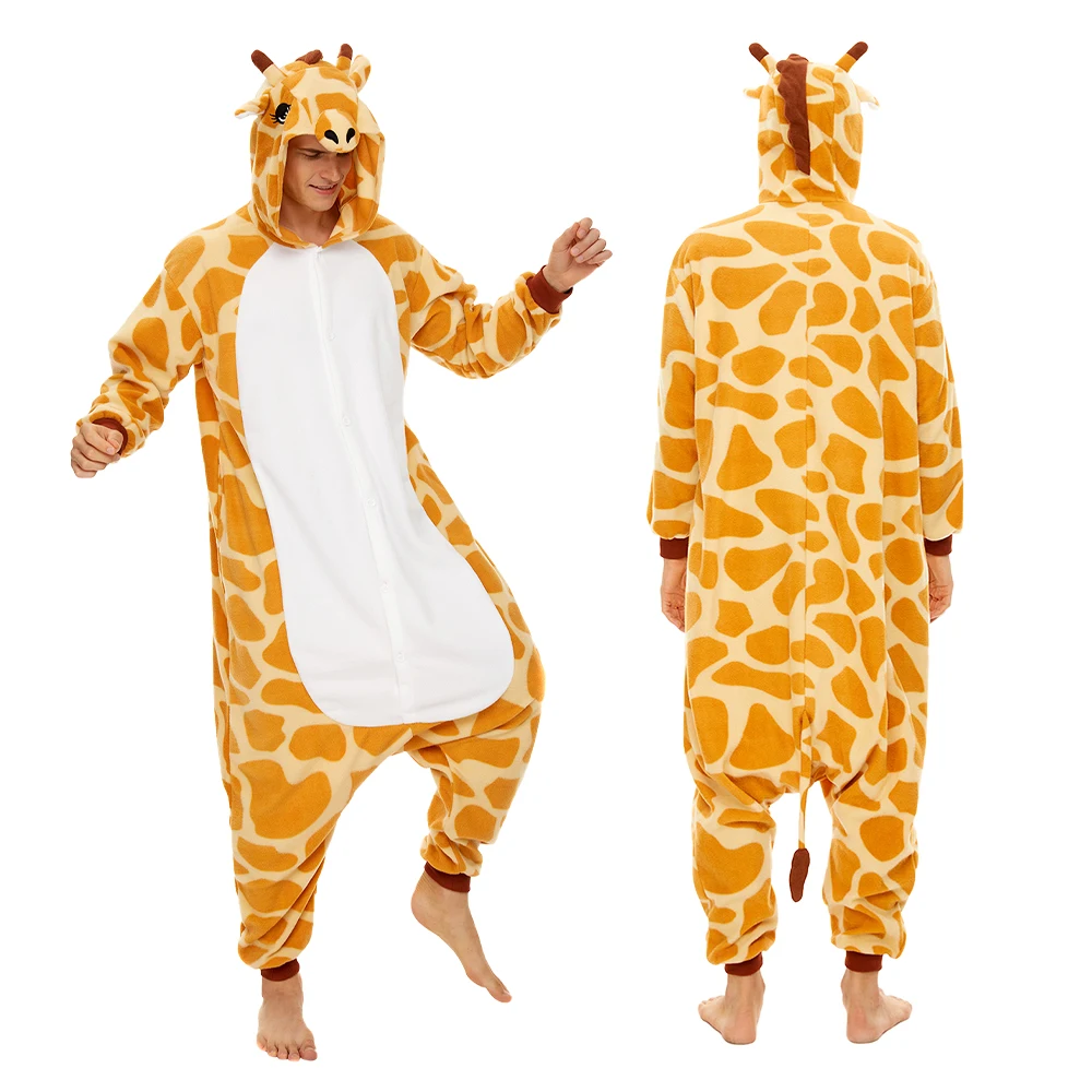 Animal One-piece Pajamas for Adults Men Winter Soft Warm Hooded Onesie Homewear Halloween Parties Cosplay Costumes Sleepwear