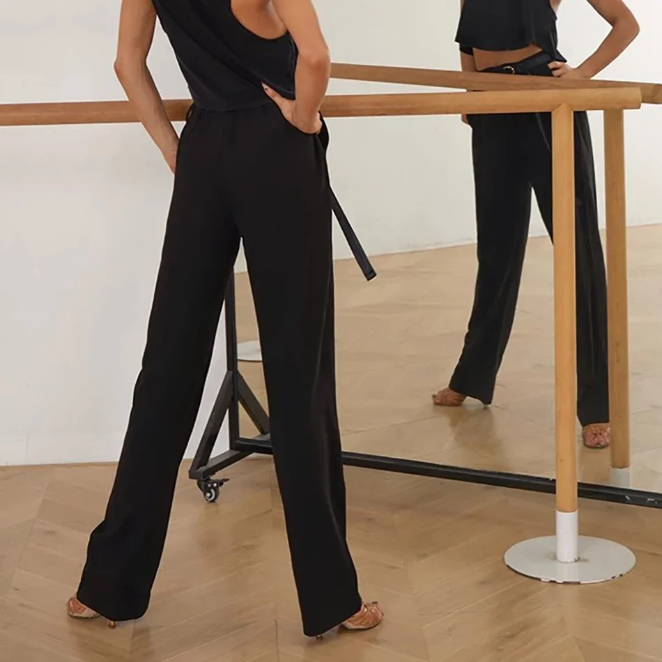 

High Waist Band Design Pants Latin dance Dress Female Latino dancing Cloth Belly Tango Performance Costume