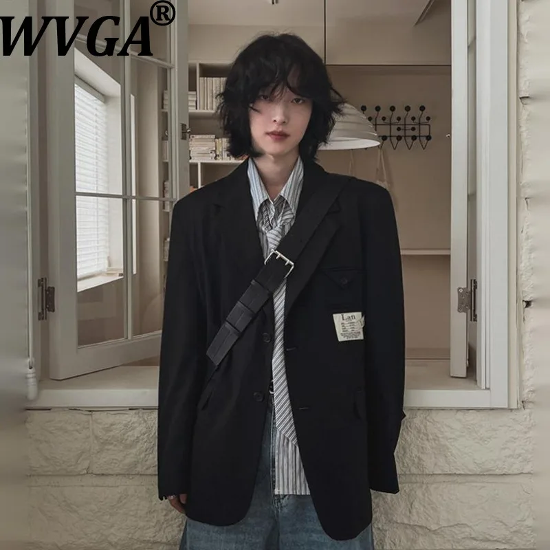 

WVGA Spring New Men Tide High-End Darkwear Turn-Down Collar Blazer Niche Chic Casual College Style Long Sleeve Jacket Ins W19222