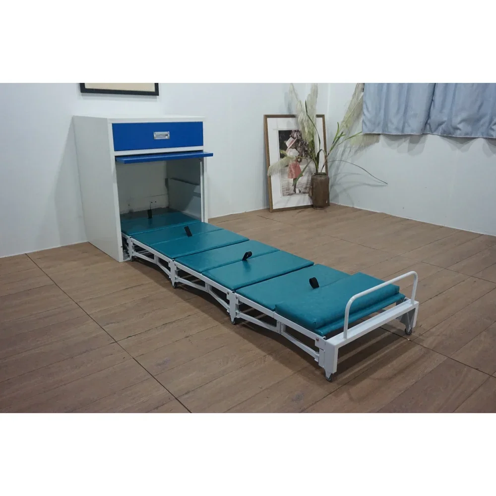 Single Size Hospital Furniture Accompany Multiple fold Metal Frame Roll-aways Fit In Bedside Table folding bed With Pillow