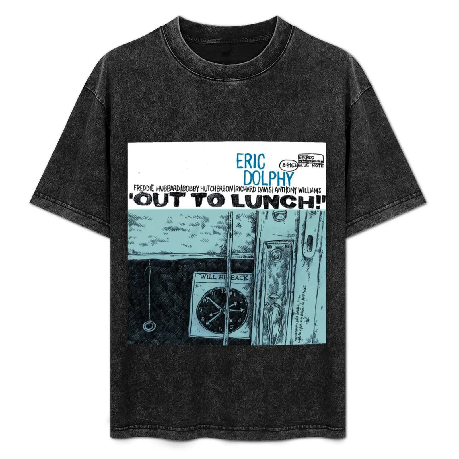 

Eric Dolphy′s Out to Lunch! album cover redrawn by Maximiliano Lopez Barrios T-Shirt cotton graphic tees men tshirt