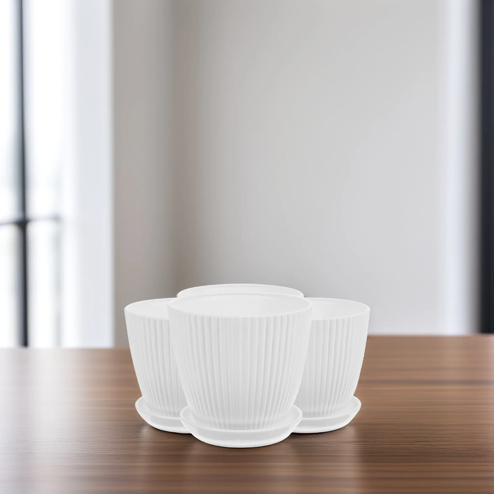 

4 Pcs Flower Pots Plant Nursery Pots Thickened Resin Material Circular Pattern Saucer Drainage Holes Garden Use