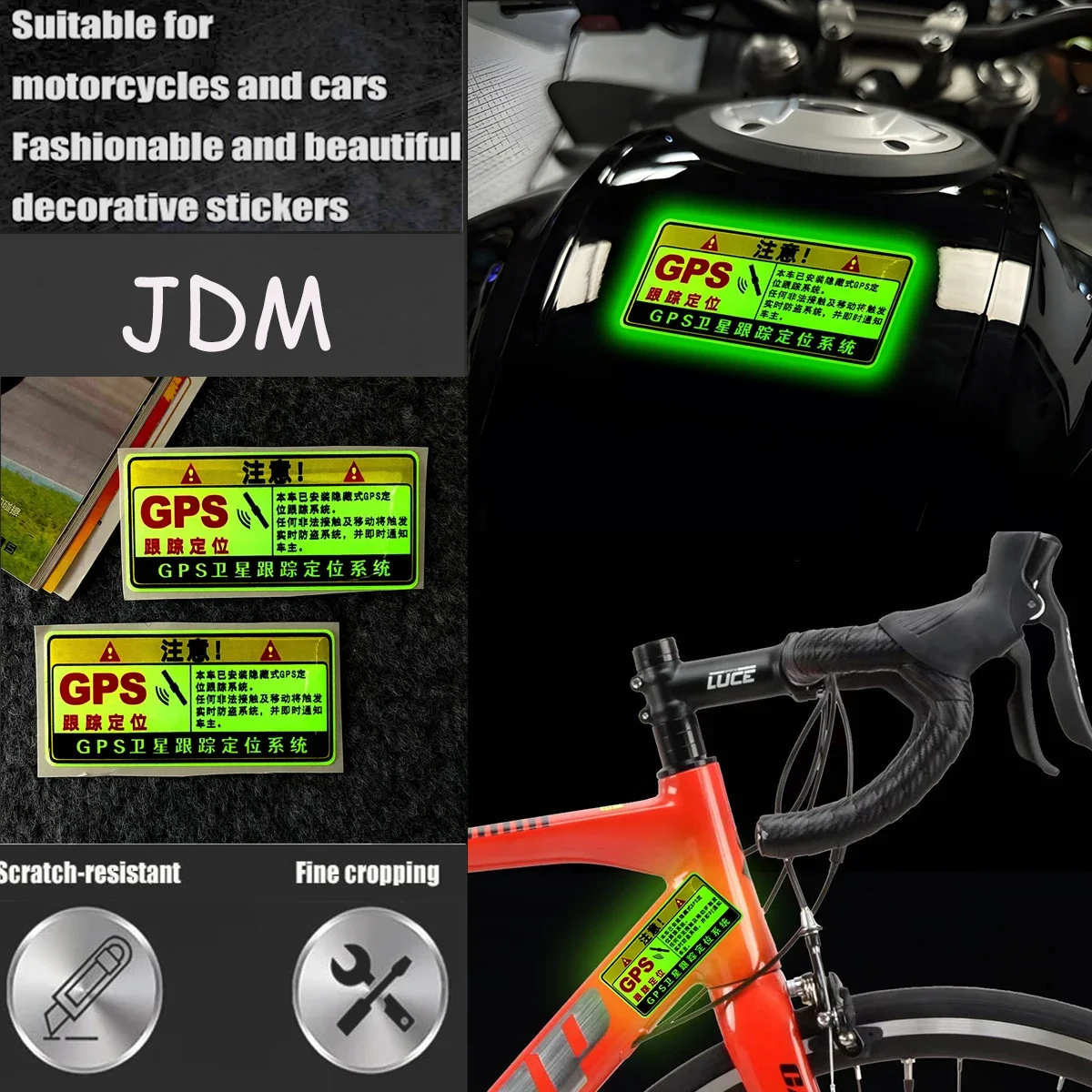 JDM GPS anti-theft warning Car helmet motorcycle Stickers Accessories Automobile Body Window Windshield Bumper Decals for honda