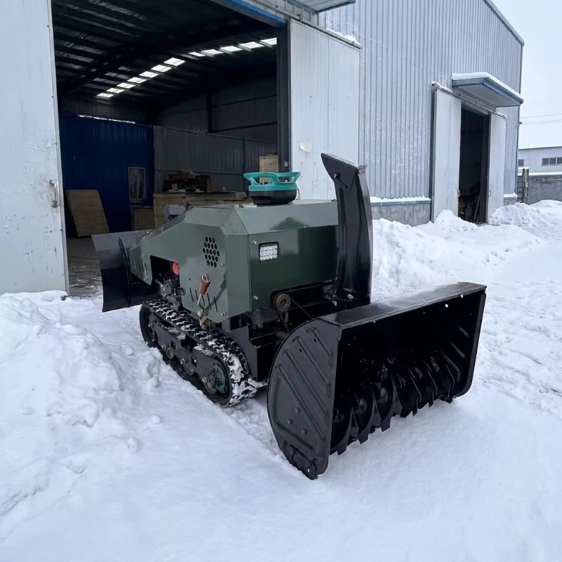 Super Deal  Mini Belt Driven Tracked Snow Blower 15hp Drive Remote Control Professional Grade Snow Removal 369kg