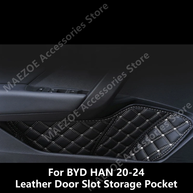 

For BYD HAN 20-24 Leather Door Slot Storage Pocket,Car Interior Decoration Modification Protection Accessories Refit