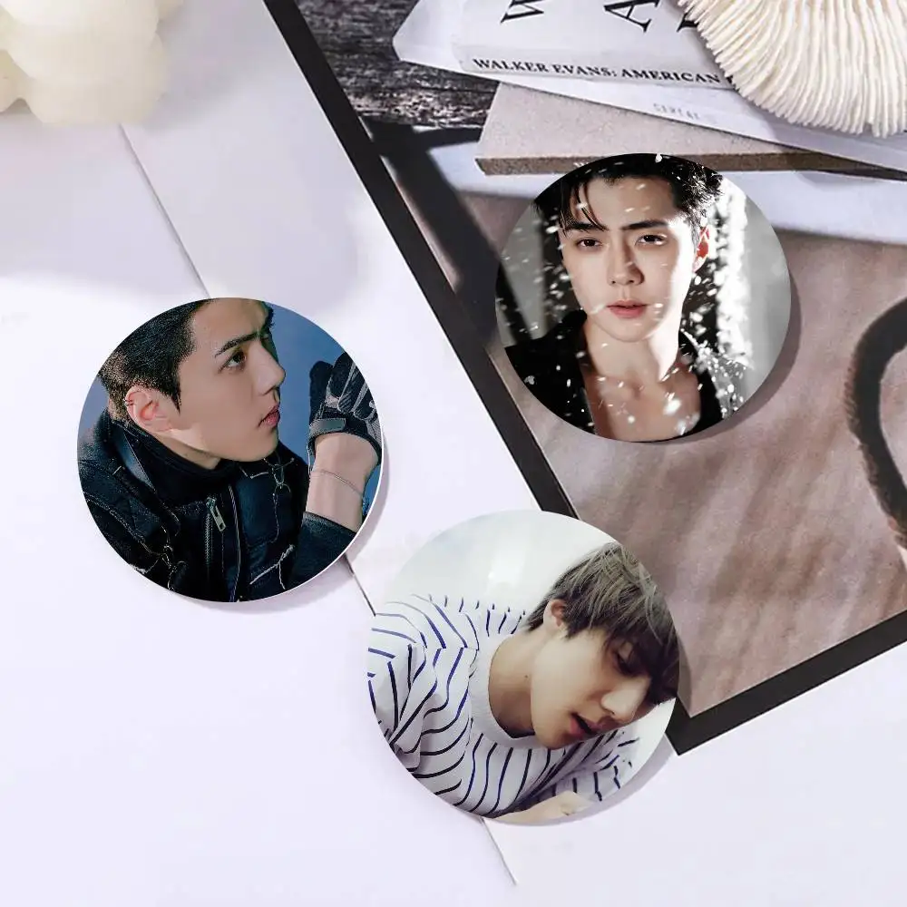 Korean Celebrity SE H-HUN Cartoon Style Badge Brooches On Backpack Decoration Round Enamel Pins For Accessorys