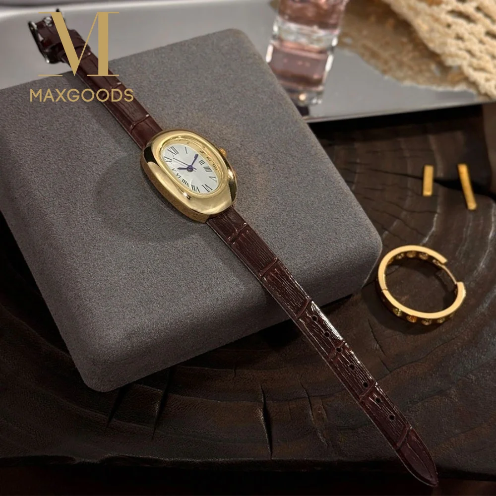 New Oval Bathtub Ladies' Belt Quartz Watch Elegant Miniature Vintage-Style Women Wristwatch Egg-Shaped Strap Watch