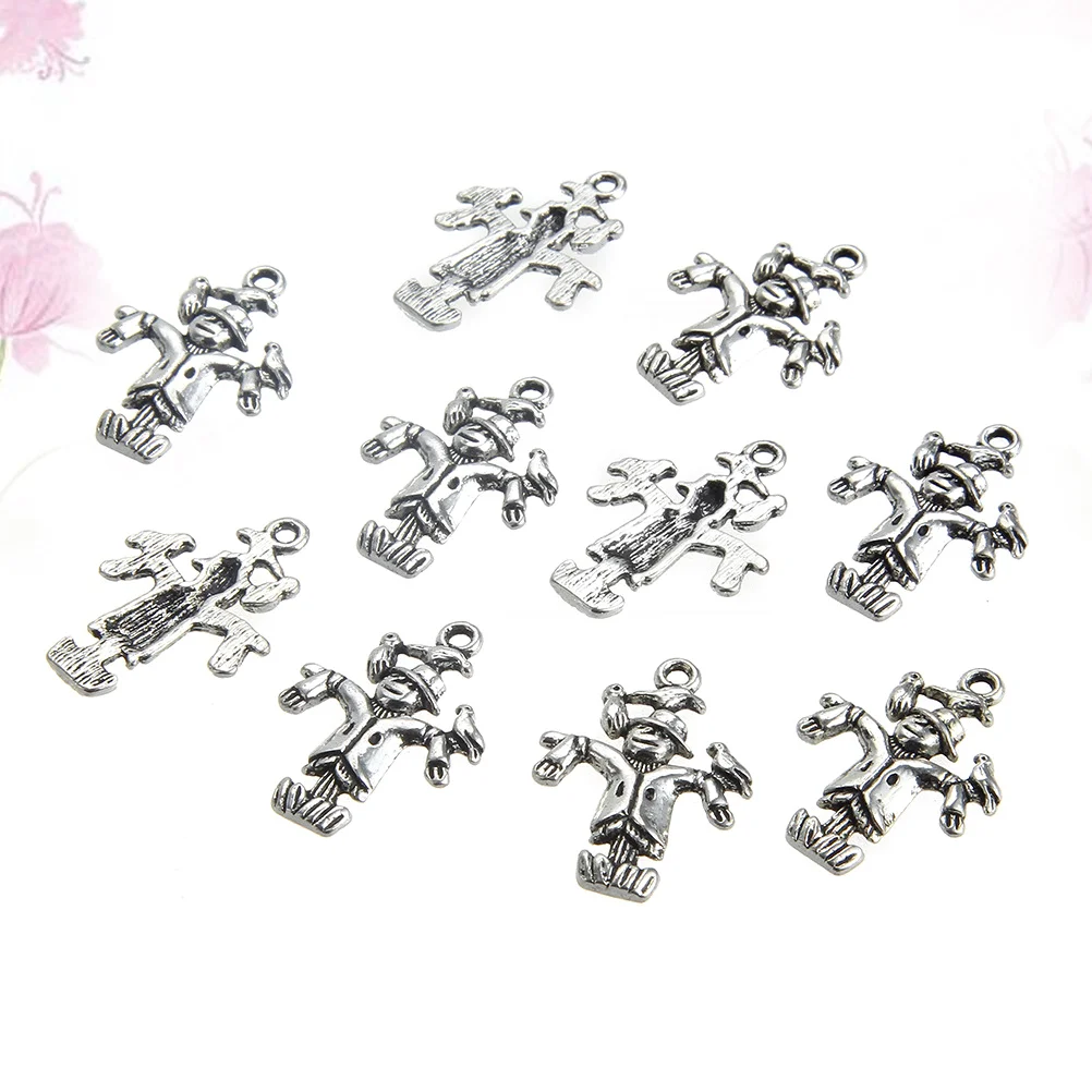 30 PCS DIY Sliver Jewelry Finding Hooks and Clasps Beads Necklace Scarecrow Shape Pendants Mini Accessories