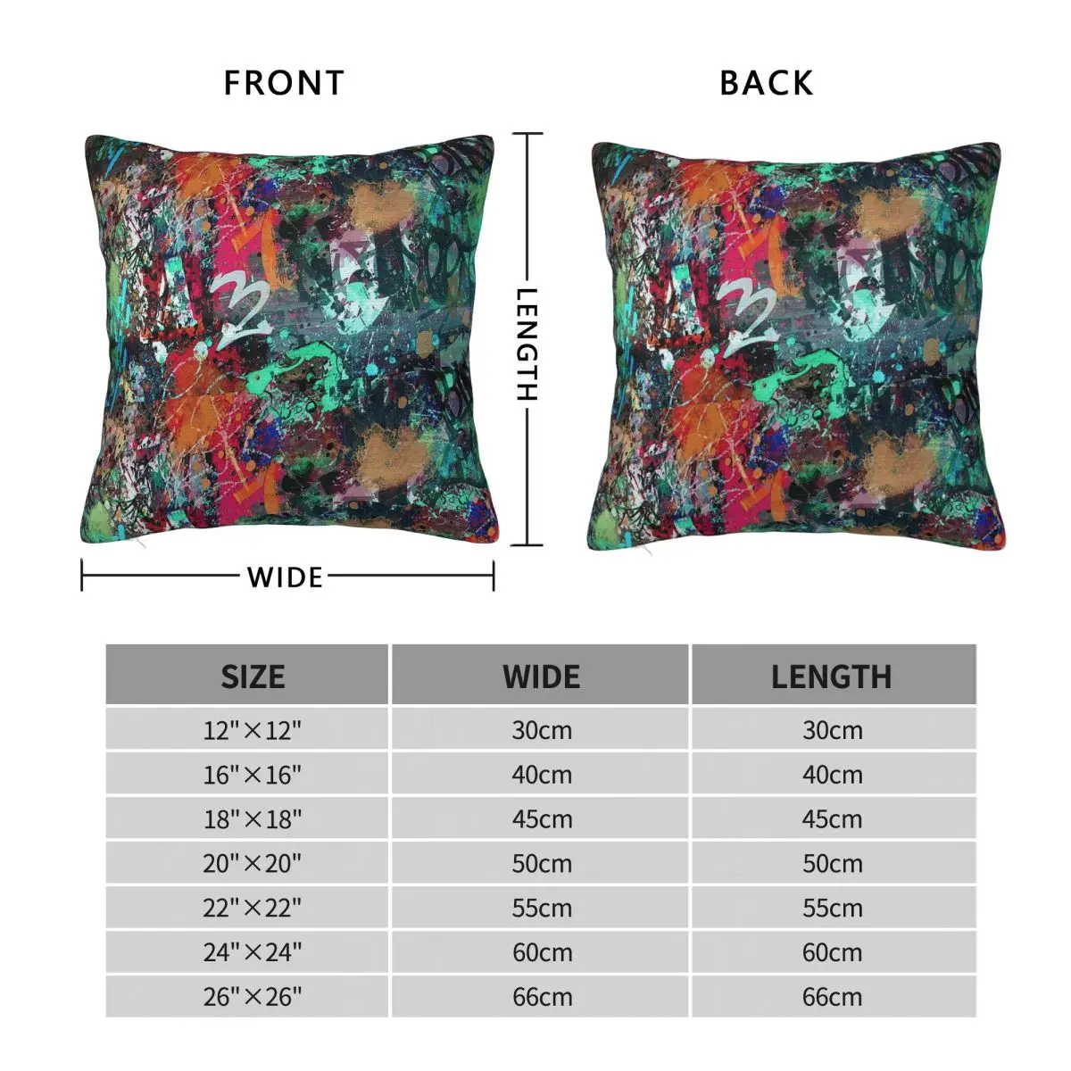 Graffiti Splatter Pillowcase Polyester Linen Velvet Creative Zip Decor Sofa Seater Cushion Cover 45x45