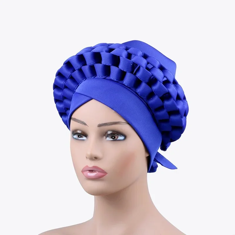 African Auto Gele Headtie Nigerian Wedding Gele Women Hijab Turban Cap Two Piece Already Made Head Wrap Foullard Femme Africaine