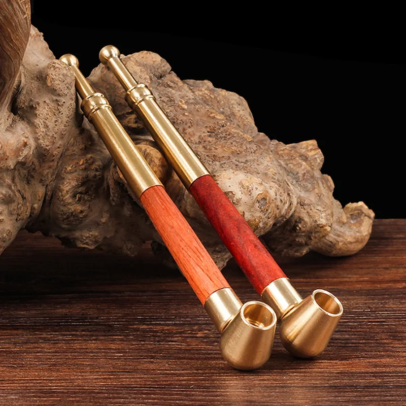 Classic Portable Tobacco Pipe Copper Cigarettes Cigar Holder Mini Metal Handheld Style Smoking Pipe Gift for Men