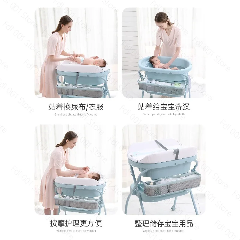 Baby Bath Tub & Changing Table,  Foldable Plastic Potty Training Toilet with Standing Diaper Changing Station view 4