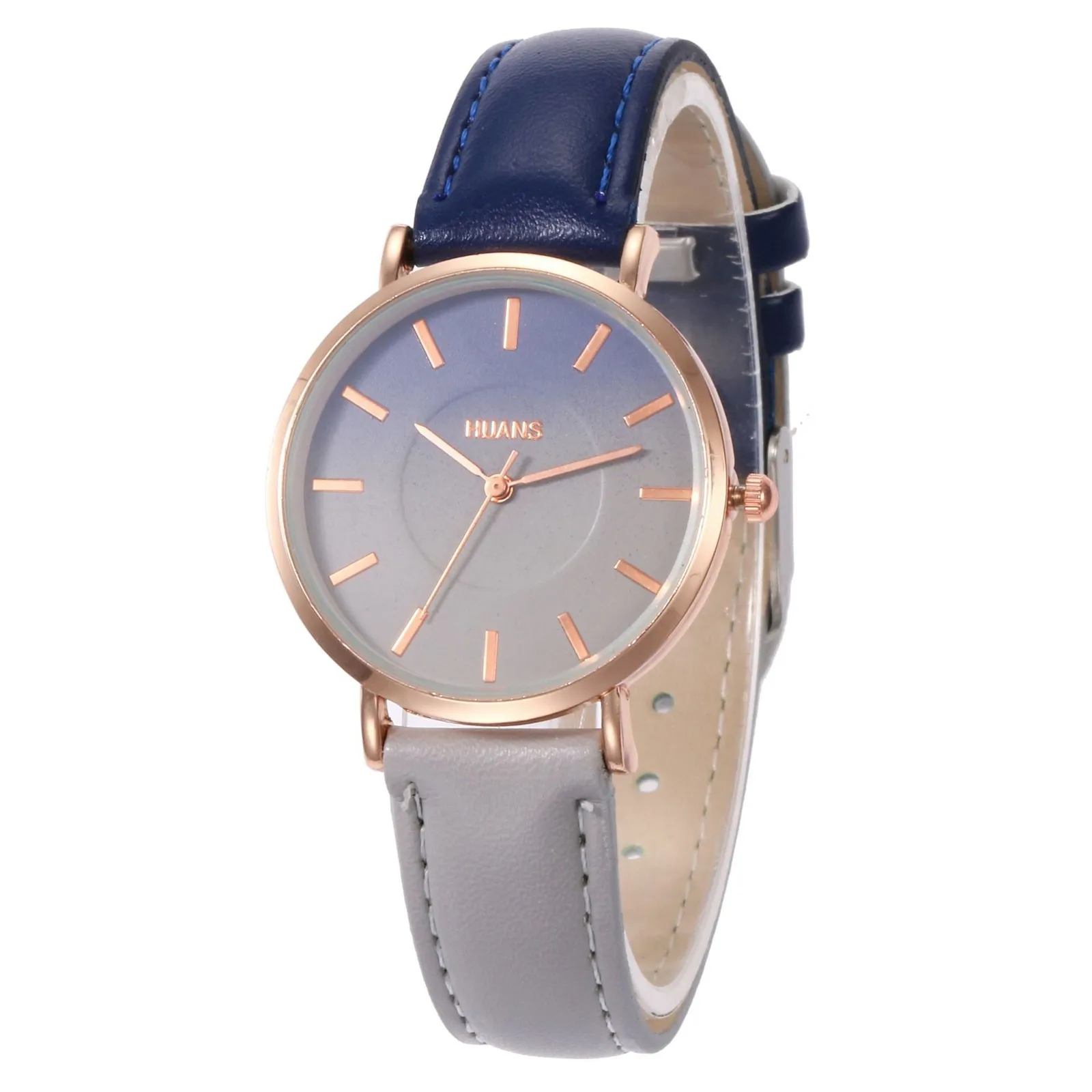 

New Ladies Gradient Watch Leather Watchstrap Clock Women Watches Female Quartz Wristwatches Feminino Zegarek Damski