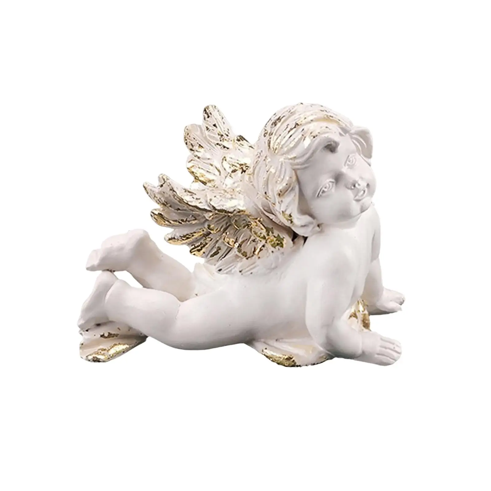 Baby Angel Statue Ornament Home Decoration Cute Cherub Figurine Resin Sculpture for Cabinet Photo Prop Yard Living Room Tabletop