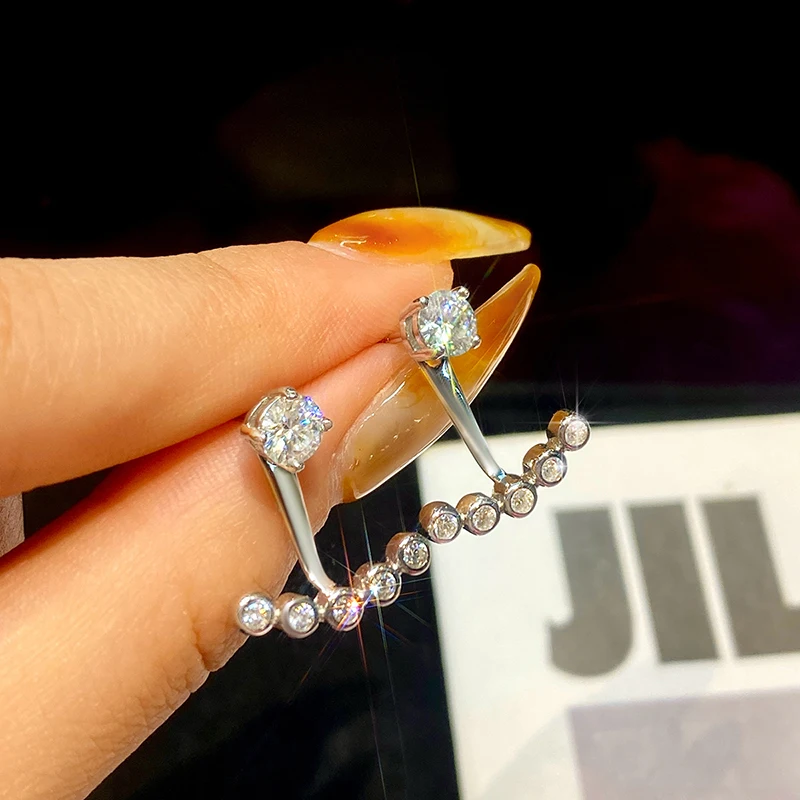 

KNB 0,5 карата Муассанит с бриллиантами, круглый камень с серьгами для женщин, повседневная одежда, настоящее серебро 925, высокое качество, ювелирные изделия