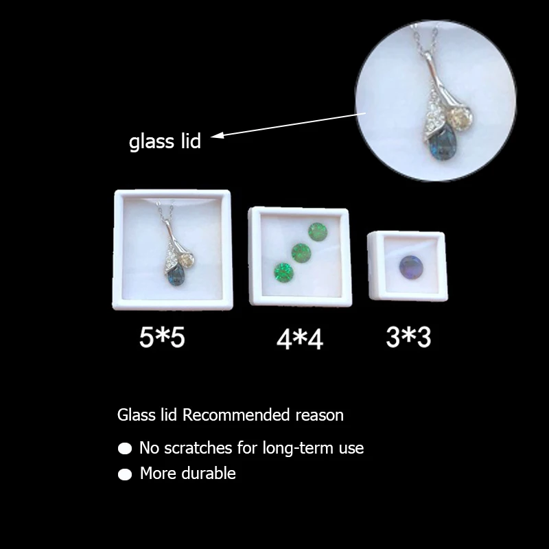 Wholesale Gemstone Storage Display Box Loose Diamond Jewelry Organizer Case Pendant Holder Acrylic Glass Top Gem Jars 100Pcs/Lot