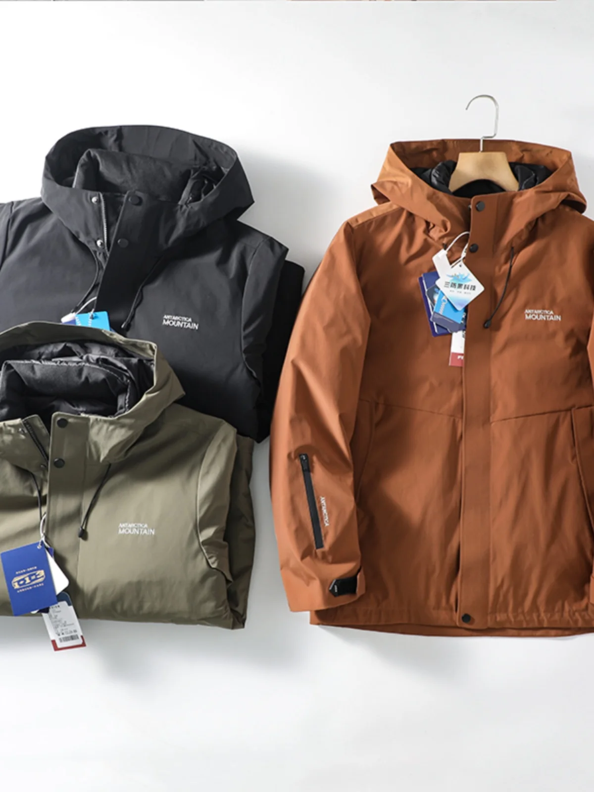 

Outdoor Tee-in-One 90 Du down Heat Pr Warehouse Men's Warm Hat Jaet Faion Urban Sle Thiened Long Hooded down J...