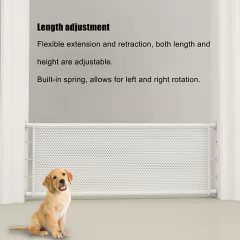 Retractable Door Barrier Adjustable Child Safety Mesh Doorways Dog Barrier Prevent Crawling Doorways Pet Gate For Deck Porch
