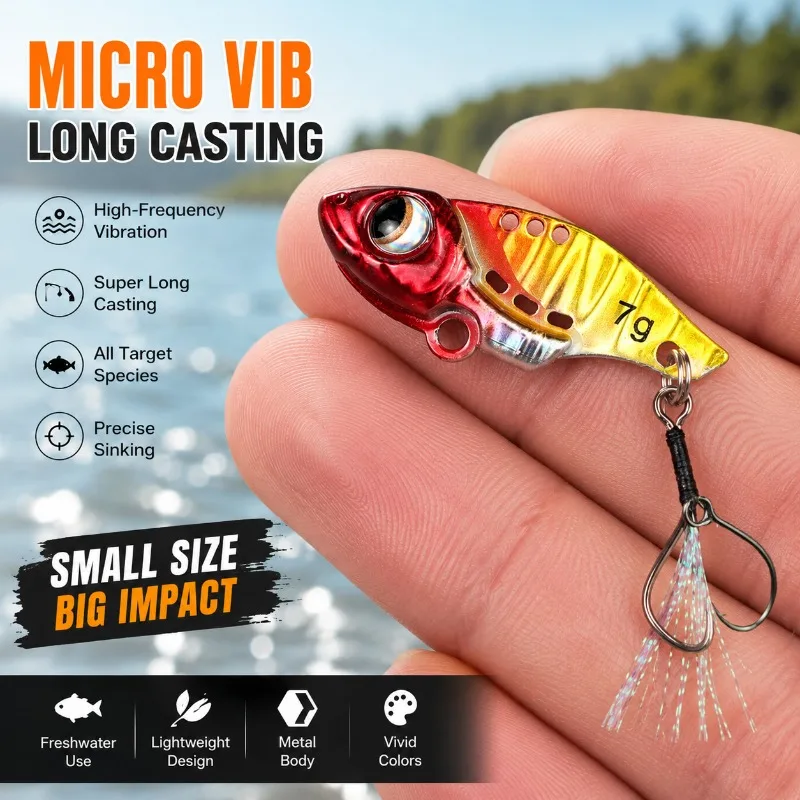 VIB Angelköder-Set für Barsch, Forelle, Hecht, Süßwasser, Mikro-Metall-Hartköder, Ultra-Dünn 2,5g-10g 25mm-40mm Spinner-Köder Jig Sinkend