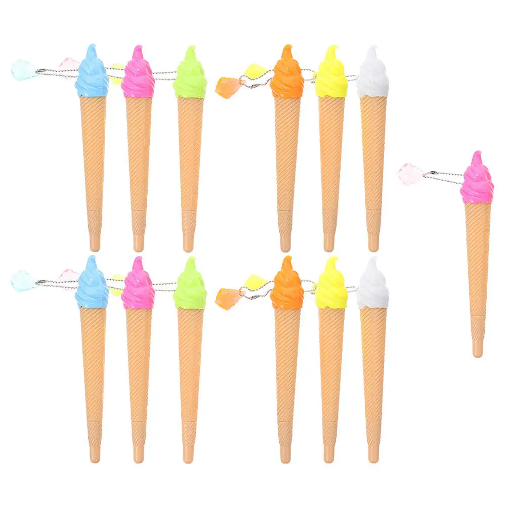 

10Pcs Ice Cream Pendant Cartoon Writing Pens Gel Ink Pens Office Signature Students School Supplies Prize Gifts