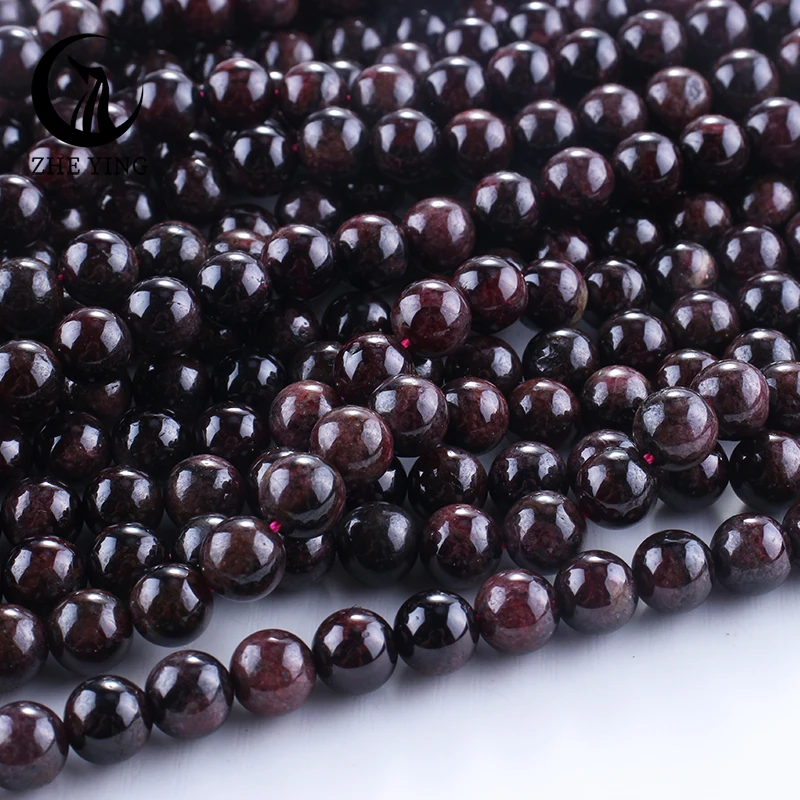 Zhe Ying 8mm Natural Garnet Stone Round Loose Gemstone Beads For Jewelry Making DIY Bracelets Necklace 15\'\' 6/8/10mm