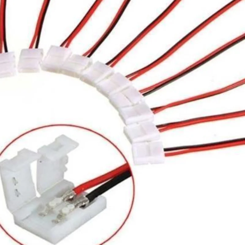10Pcs 2/3/4/5/6Pin Solderless LED Strip Light Connectors 5mm 8mm 10mm 12mm For 2835 5050 LED Strip Wire PCB Ribbon 15.5cm